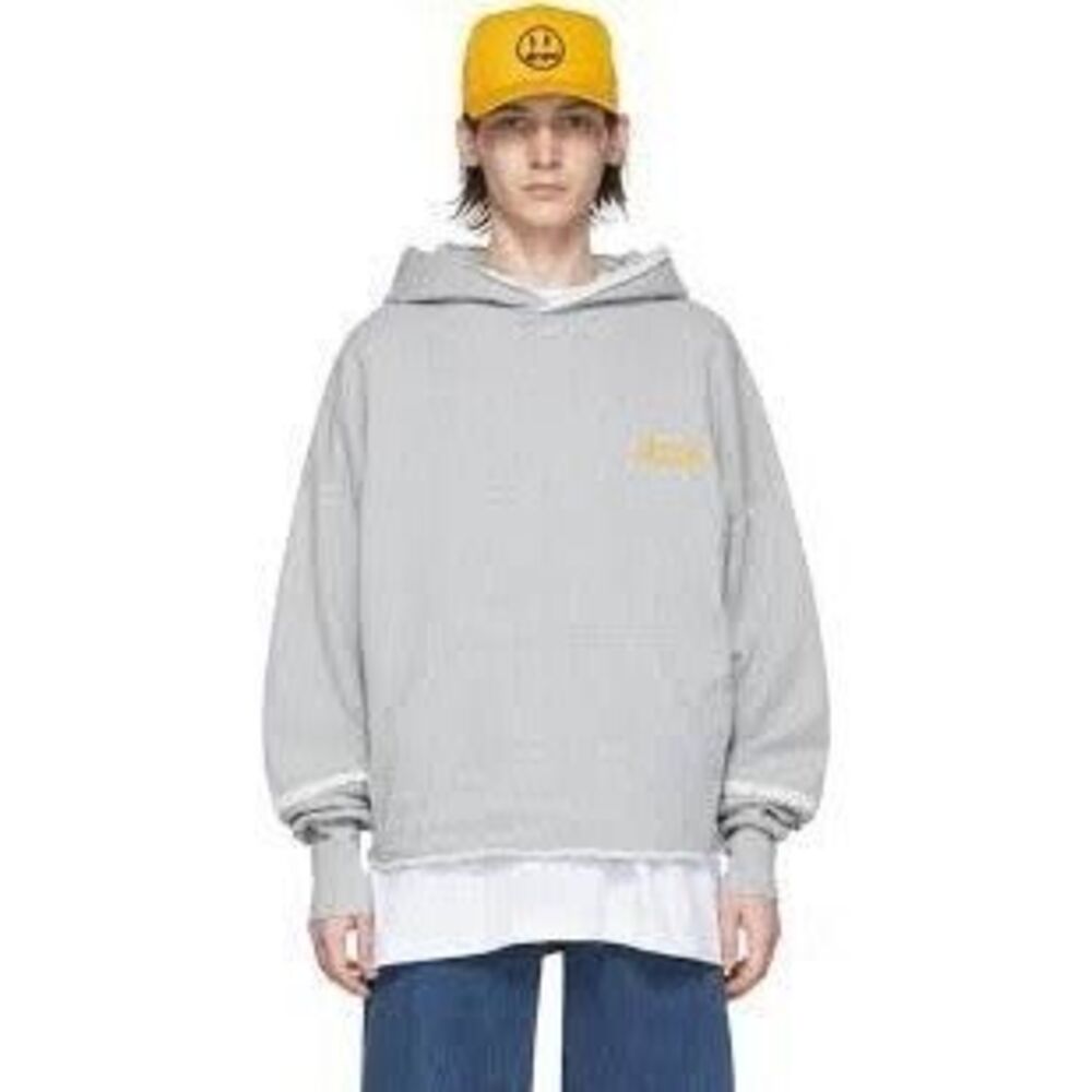 Drew House by Justin Beiber oversized grey hoodie raw hem embroidered logo XXL